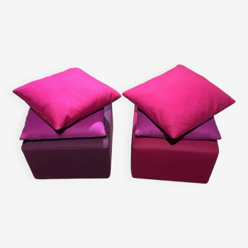 Cinna purple and purple living room poufs, and 4 matching cushions