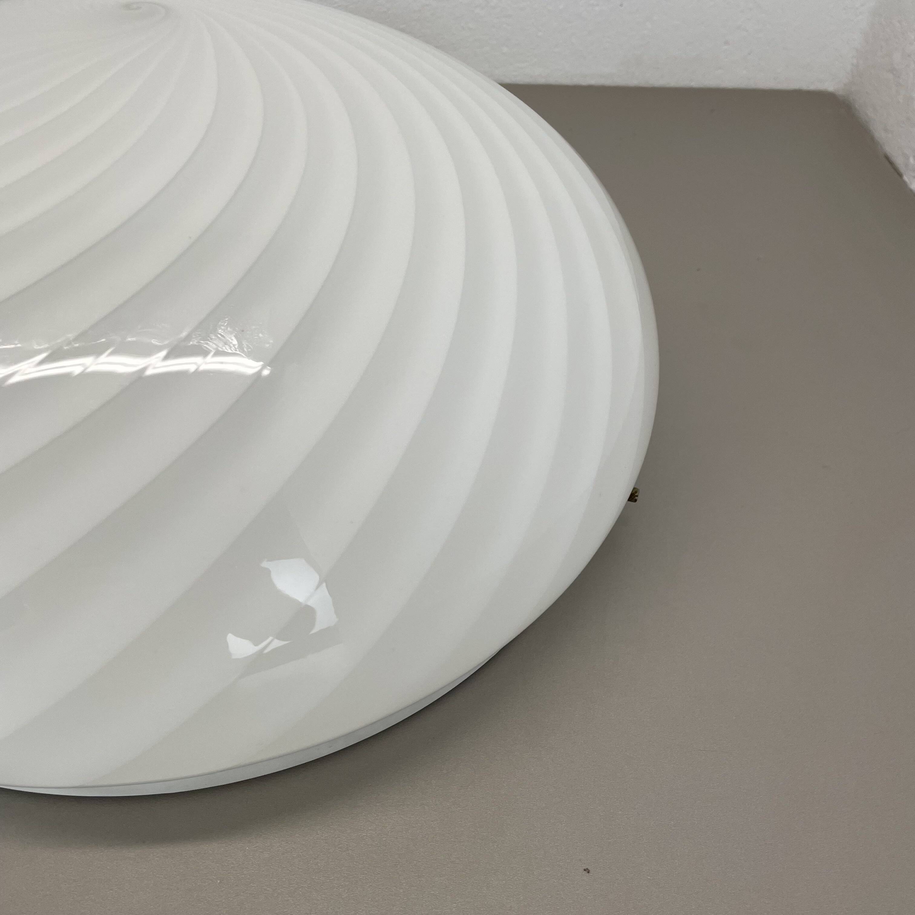 Large 38cm "swirl" murano glass ceiling wall light by vetri murano, italy, 1970s