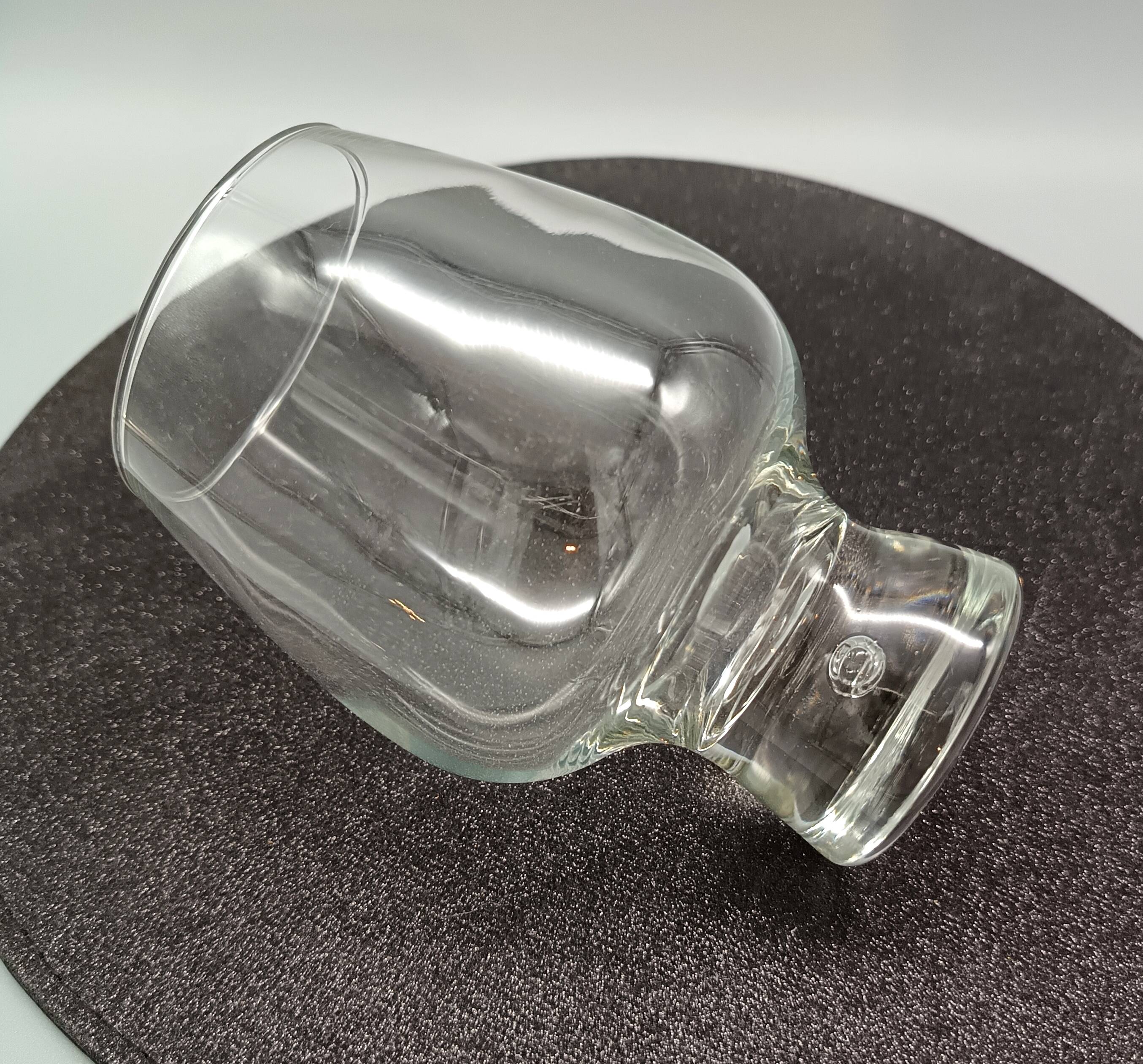 6 glasses model "fjord" by durobor transparent foot with vintage bubble