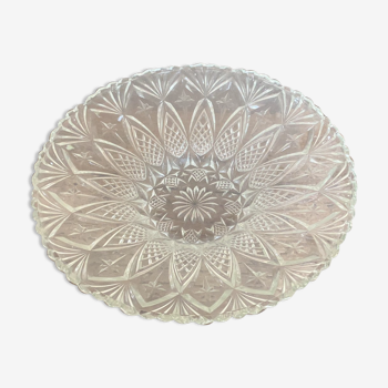 Large chiseled glass dish