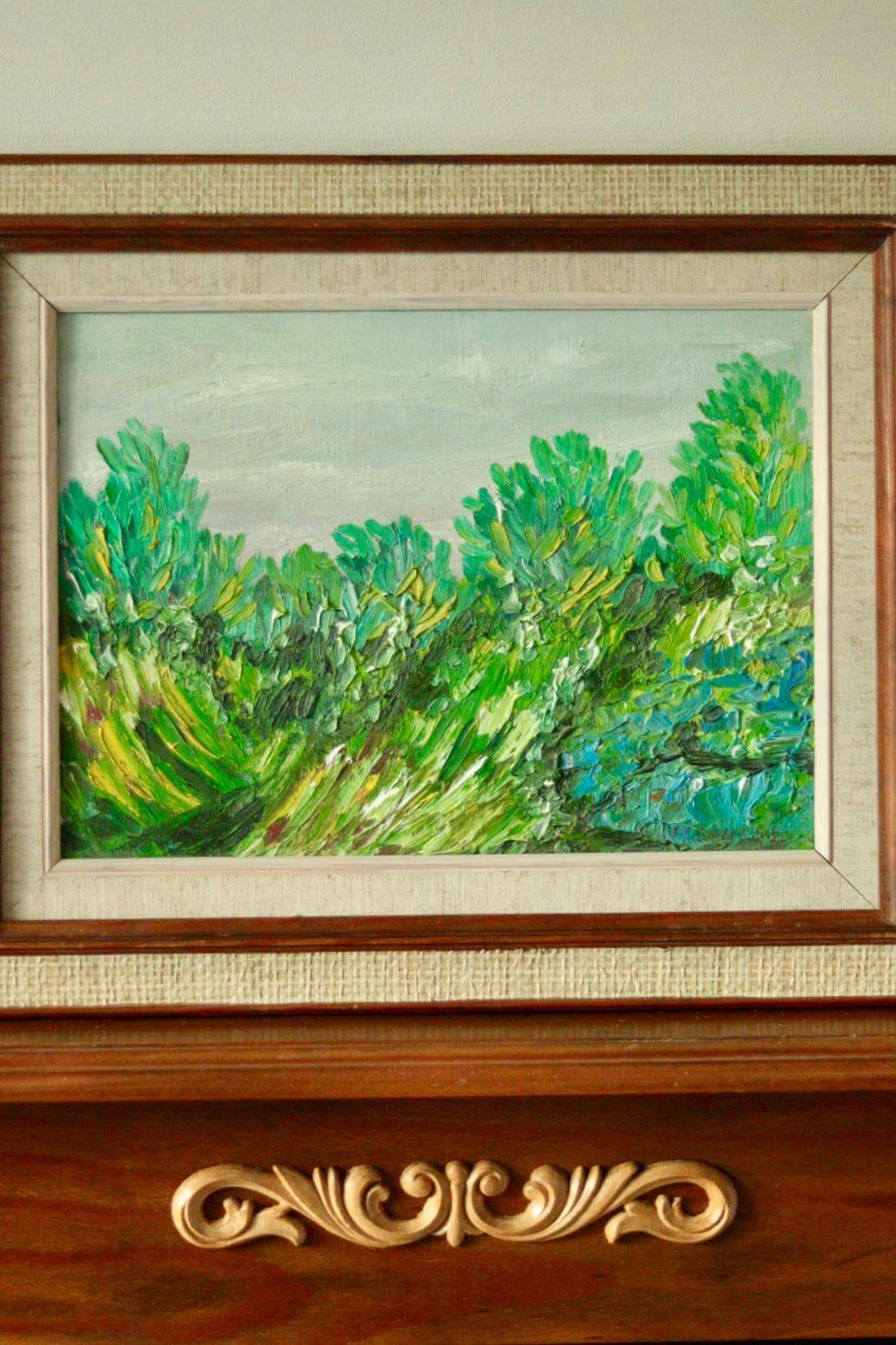 Original mid-century oil on canvas – "Vibrant Landscape"