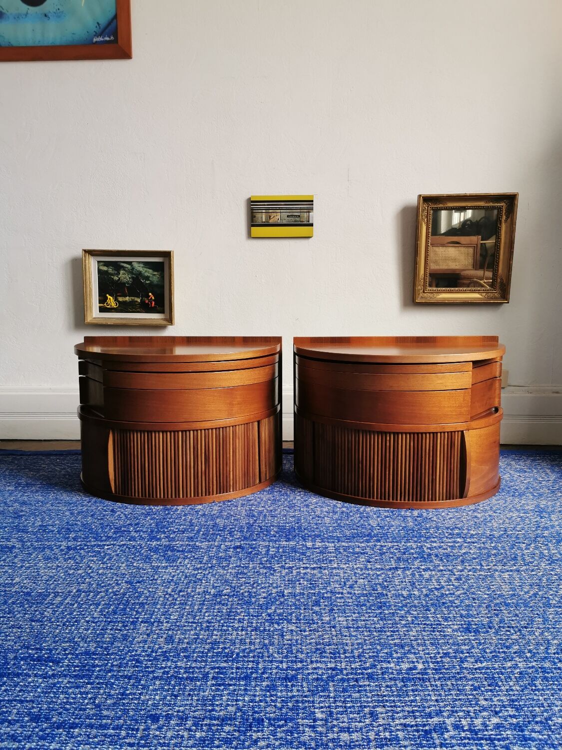 Pair bedside tables vintage teak scandinavian