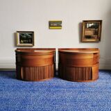 Pair bedside tables vintage teak scandinavian