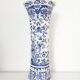 Octagonal vase blue birds BFK Boch Frères Kéramis 42 cm
