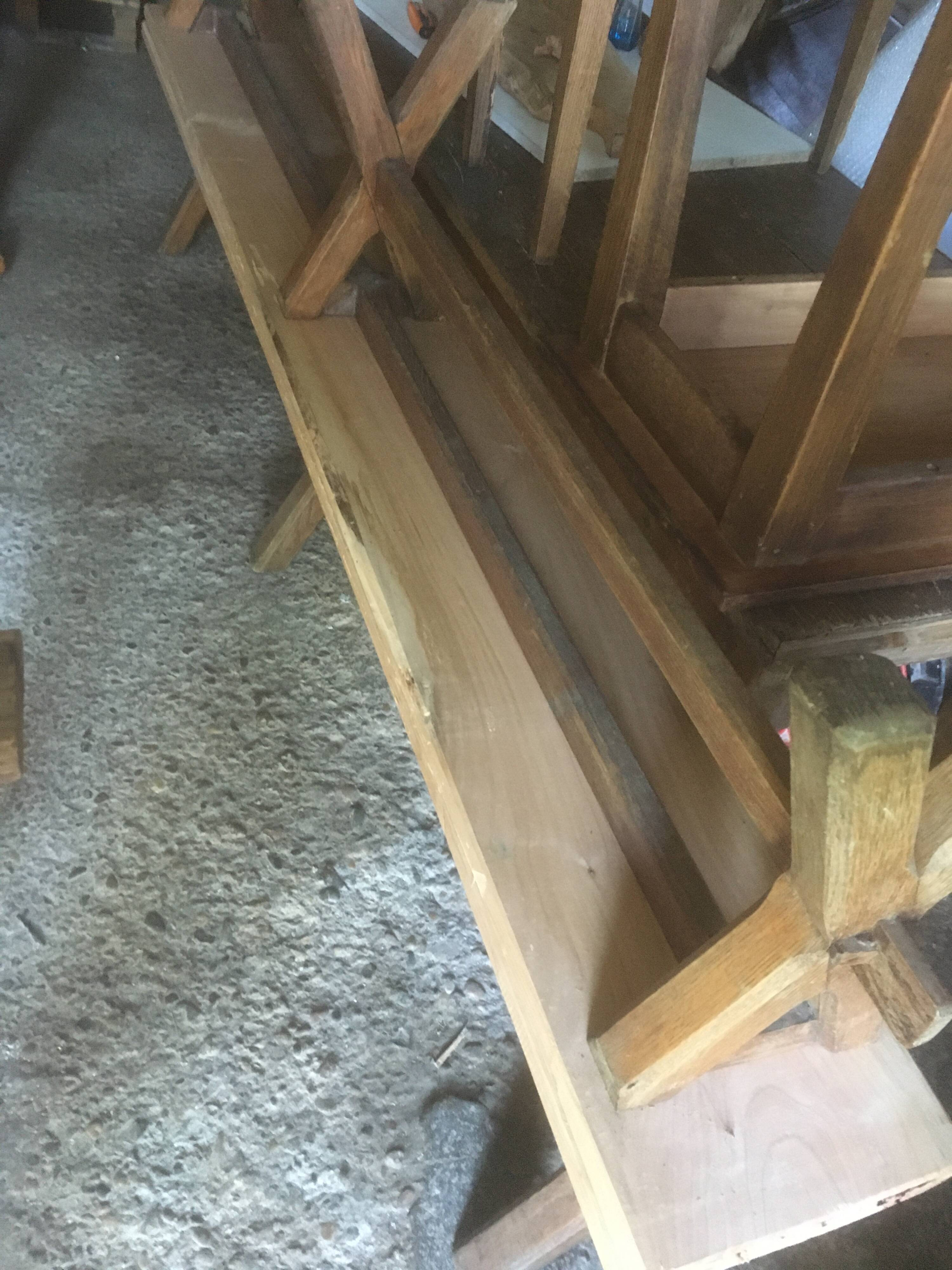 Pair of oak and cherry benches 250x29x45