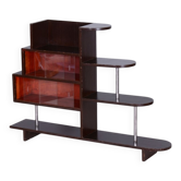 Étagère Art Déco en chêne et acier chromé, années 1930