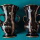 Pair of Jasba Keramik vases – Germany – 1950s/60s – brown, black & gold