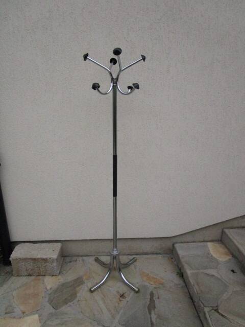 80s chrome metal coat rack