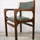 60s armchair in wood and dark green imitation leather