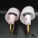 Pair of wall lights 1950 1960 Design Geru Leuchten Plexiglas and Brass