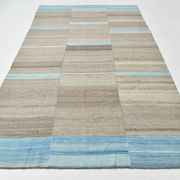 Tapis kilim vintage fait main beige et bleu, style scandinave naturel