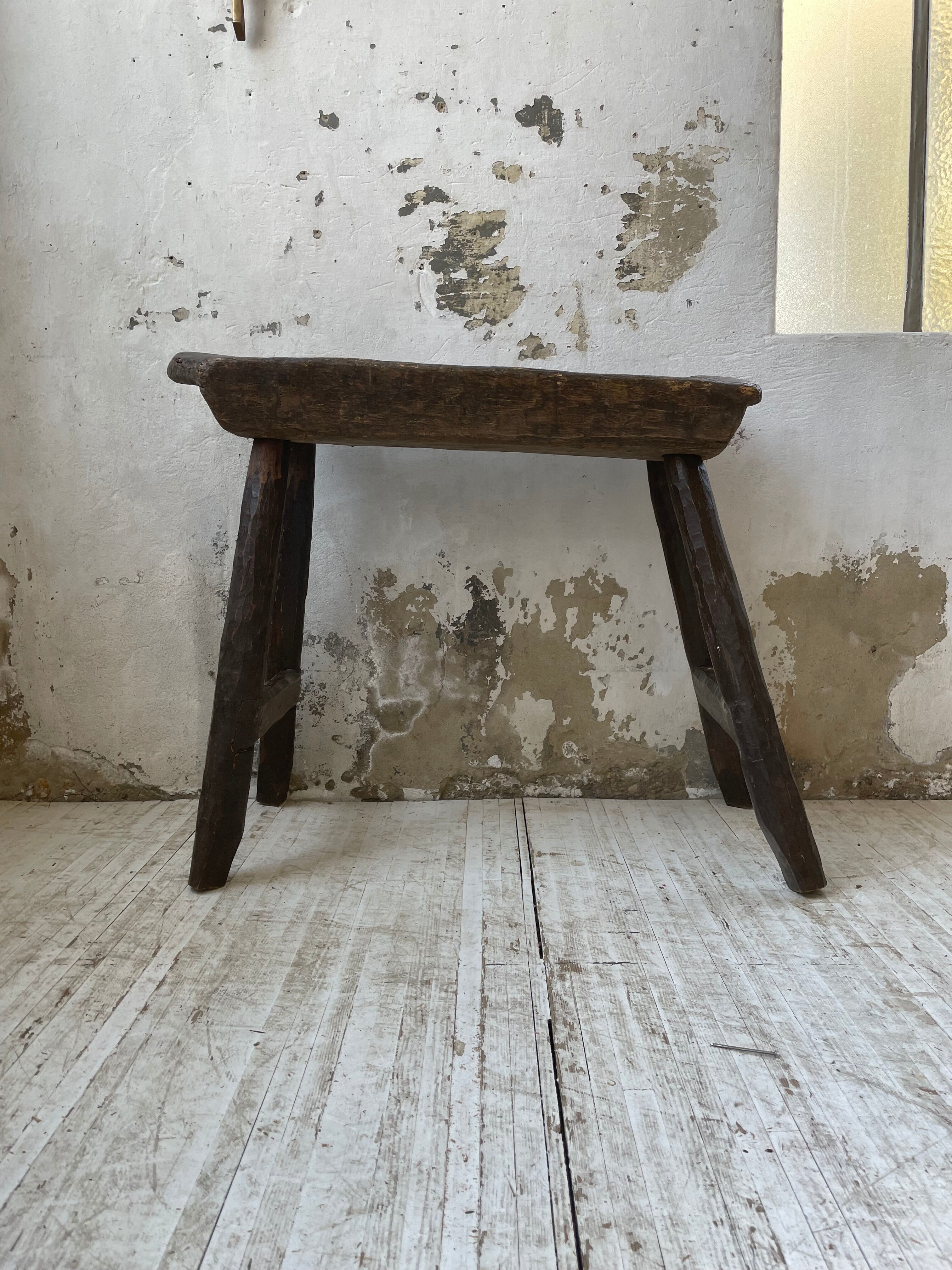Brutalist solid wood console