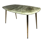 Vintage coffee table legs compass & wooden top marble effect 1970/1980