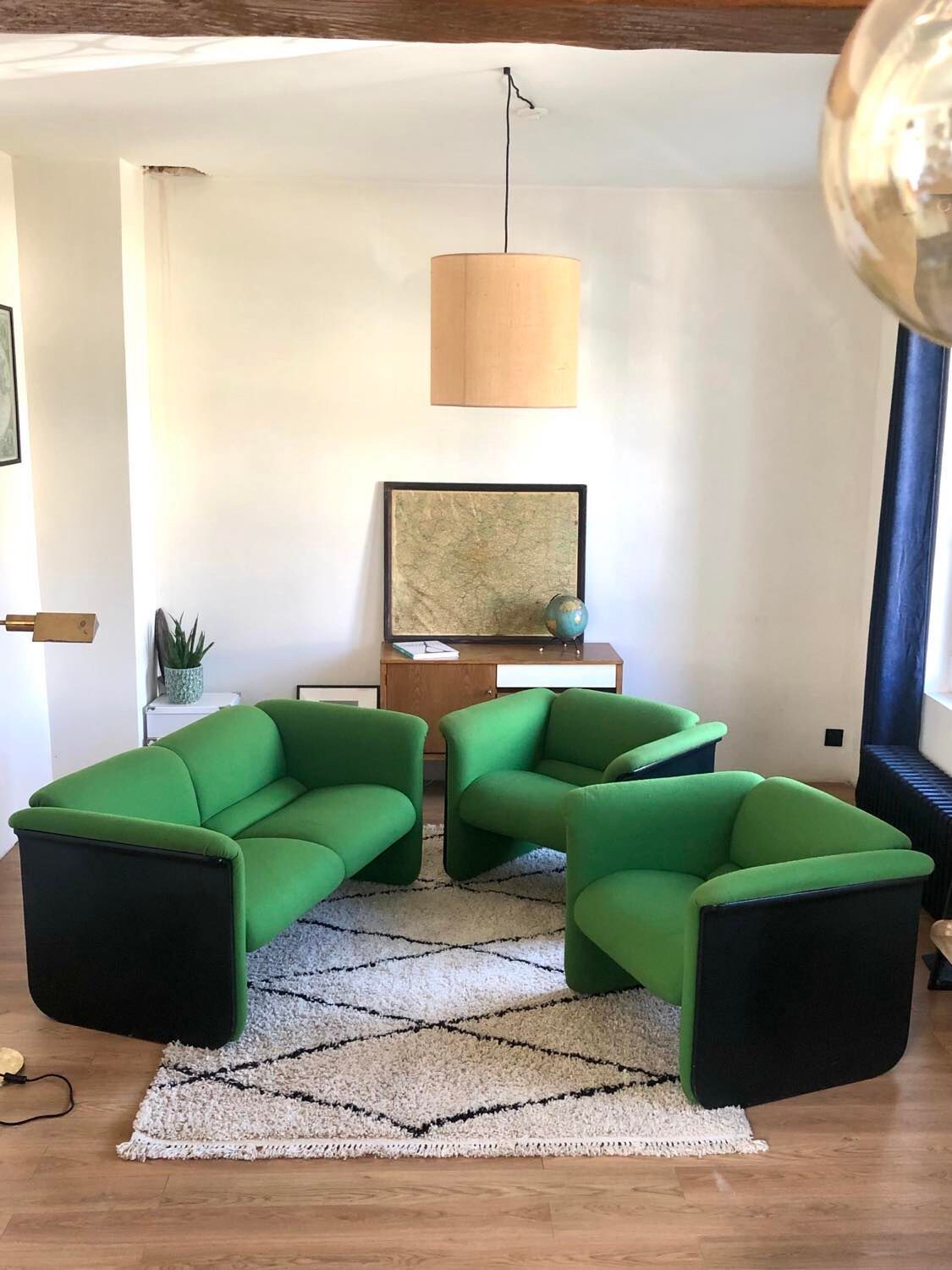 Set sofa two places and two armchairs Whilkhahn model 842/5 and 841/5 80s