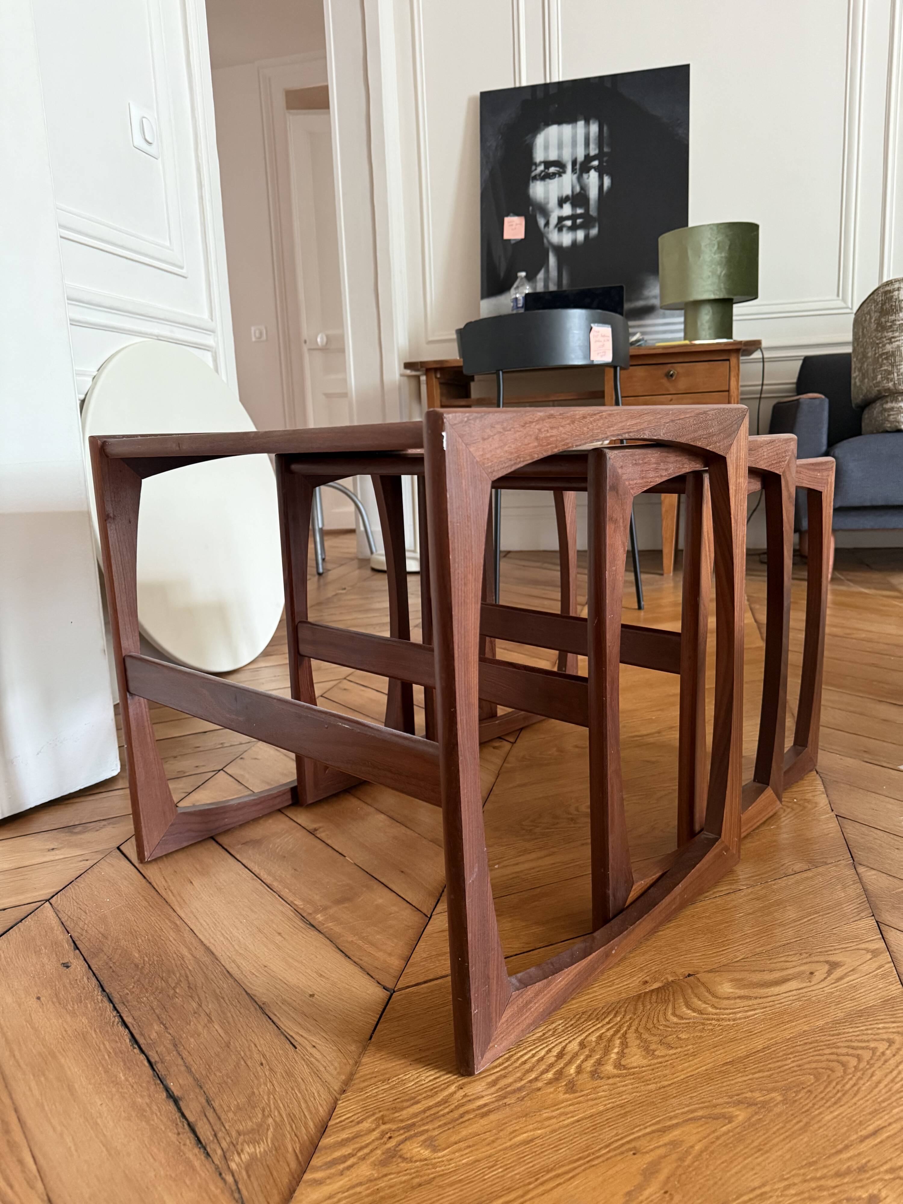 Set of 3 Scandinavian nesting tables from the 60s