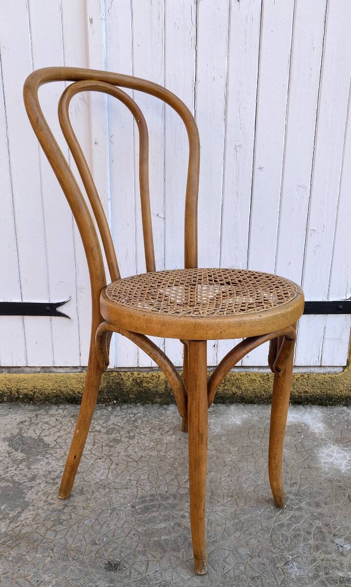 Chaise bistrot en bois courbé et cannage Horgen Glaris, Suisse vers 1900