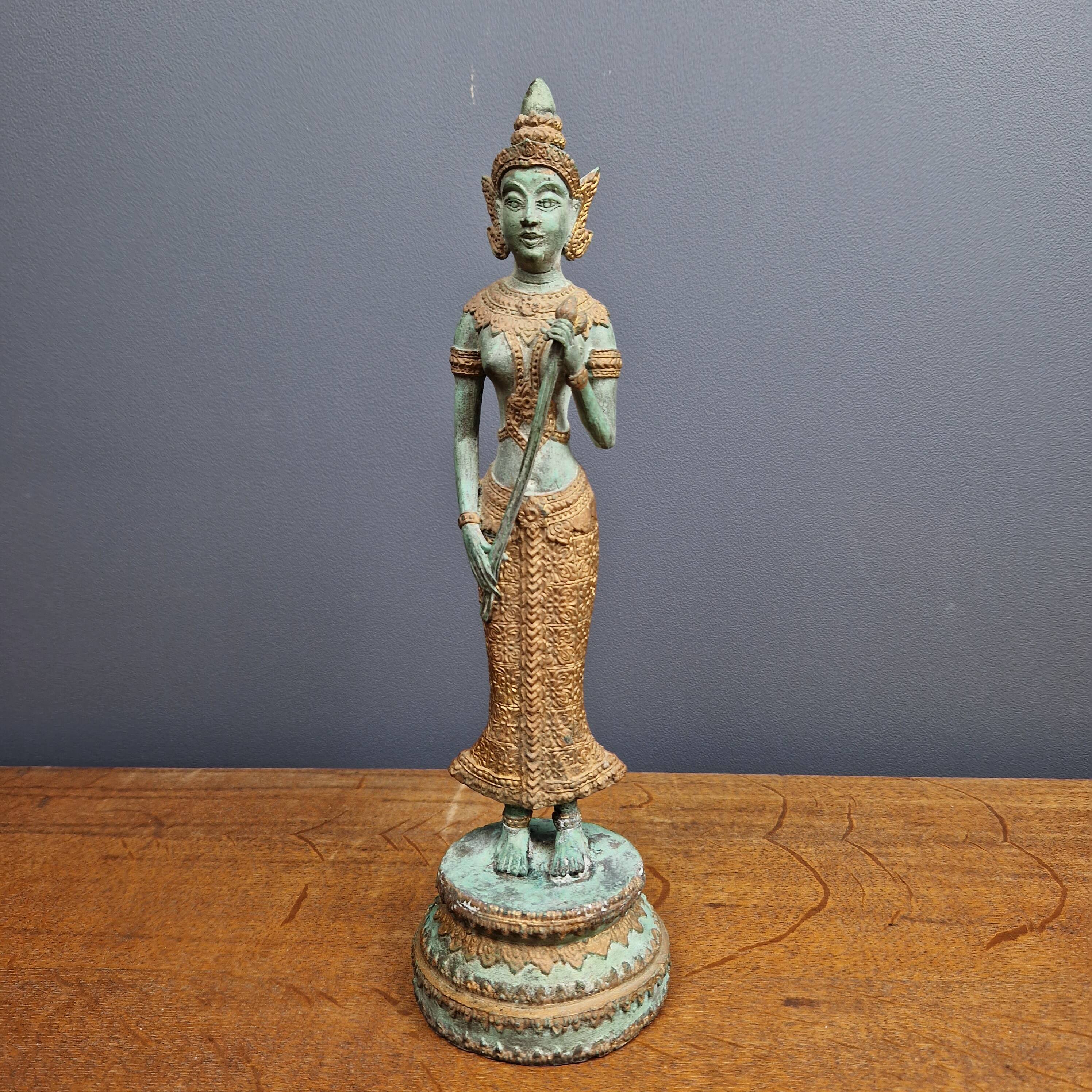 Ancient bronze sculpture divinity Apsara India 20th Hindu goddess statue