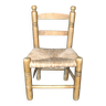 Chaise d'enfant vintage en bois et assise paillée 51cm