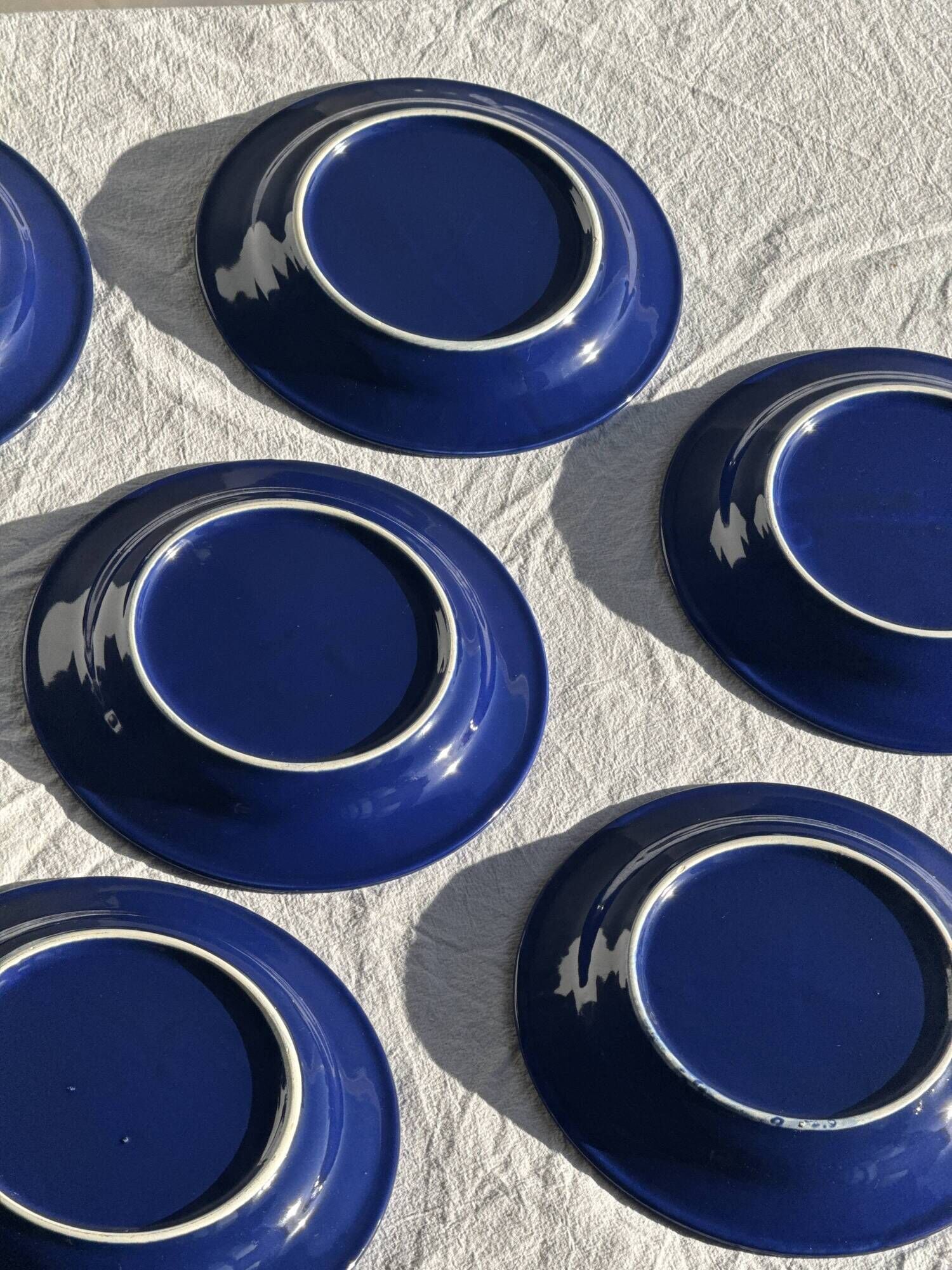 Set of 12 vintage blue ceramic plates D23