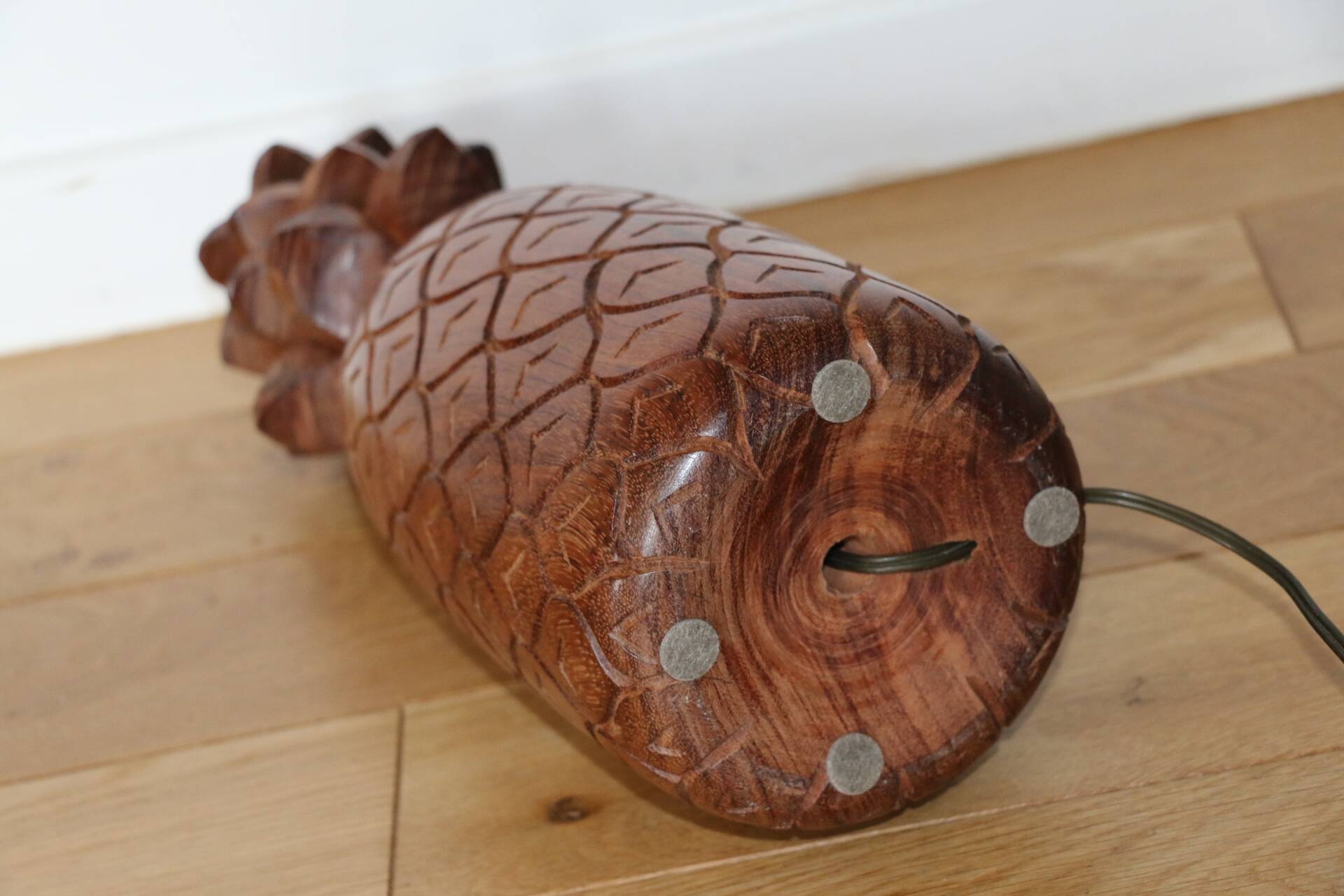 Lampe bois ananas avec abat-jour tissu 650mm