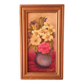 Peinture à l'huile fleurs vintage, France signée René