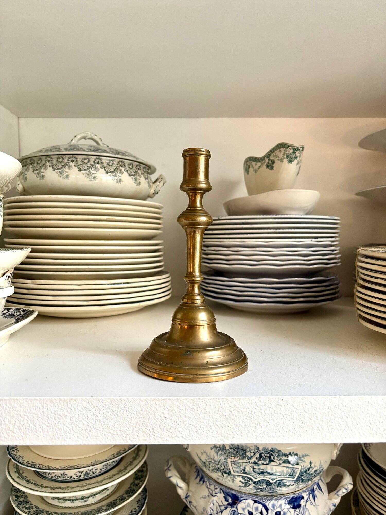 Golden brass candle holder