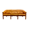 Scandinavian design teak and leather sofa 1950