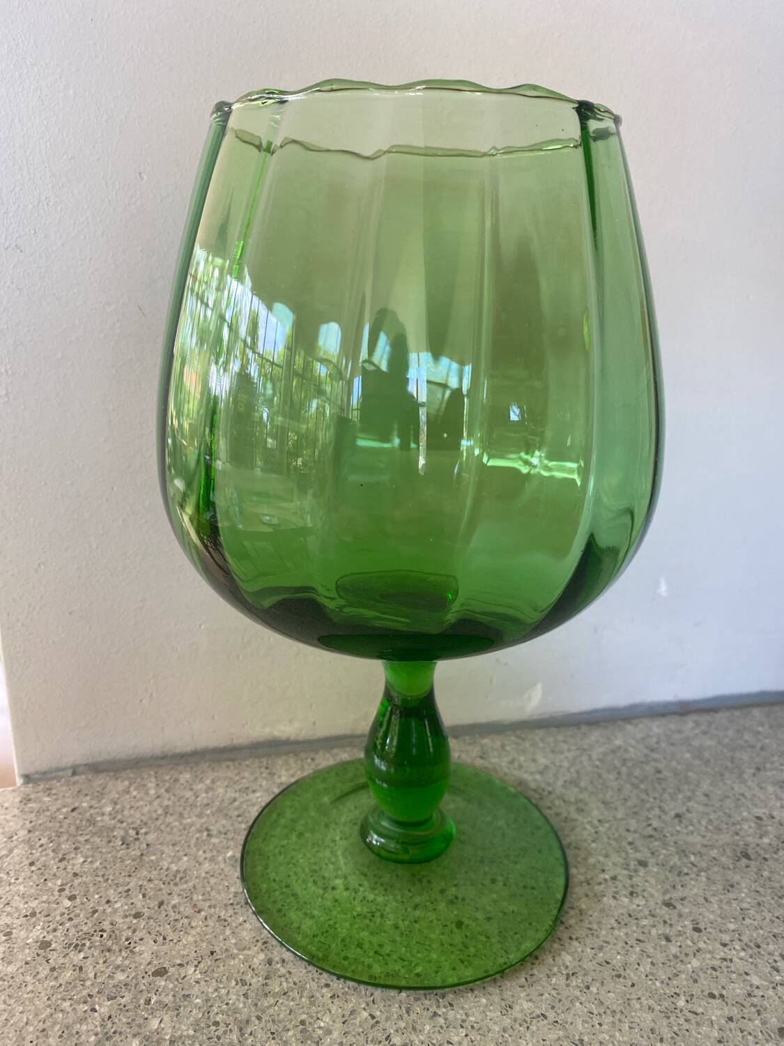 Green blown glass vase