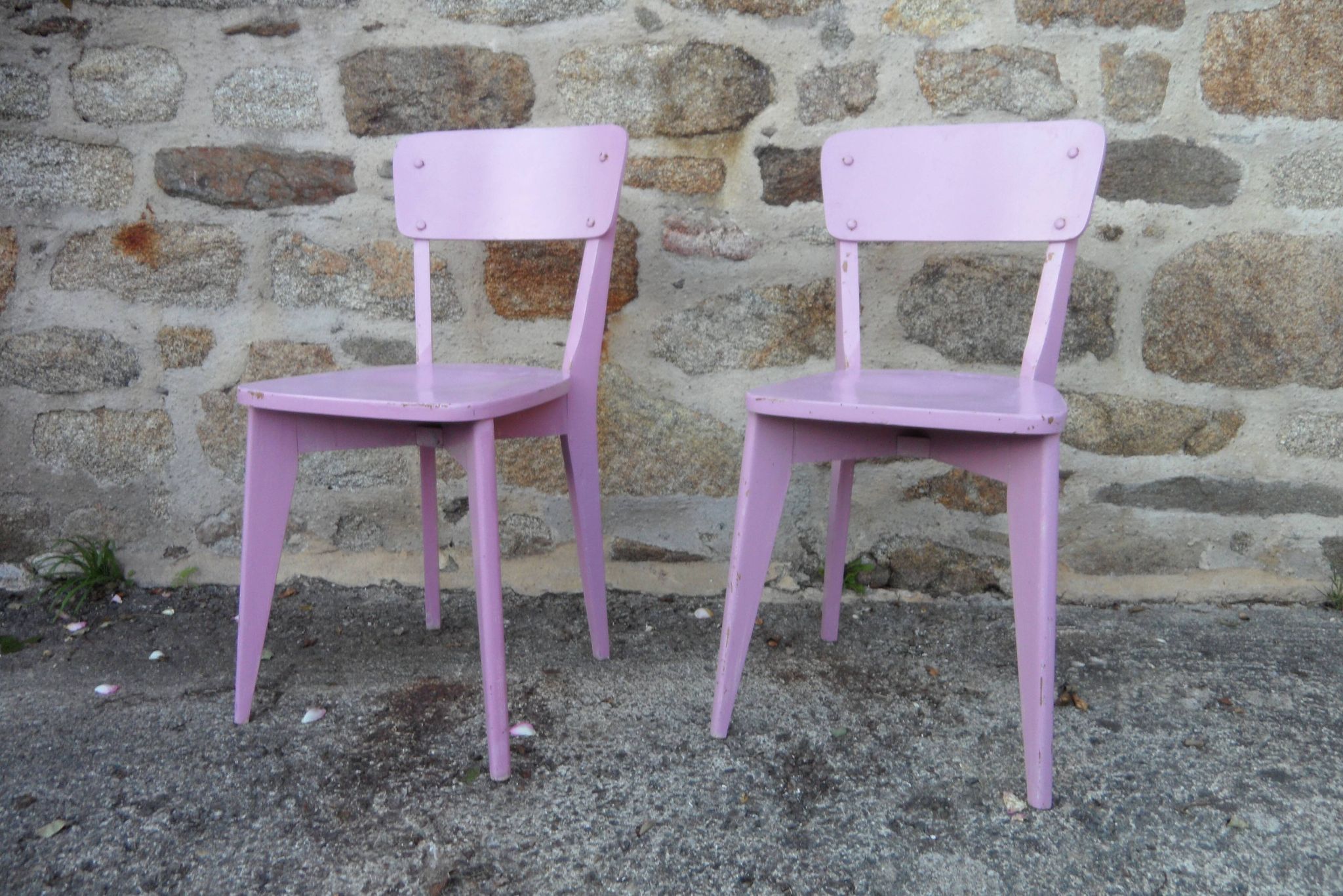 Pair of chairs signed pink Luterma- 40 years