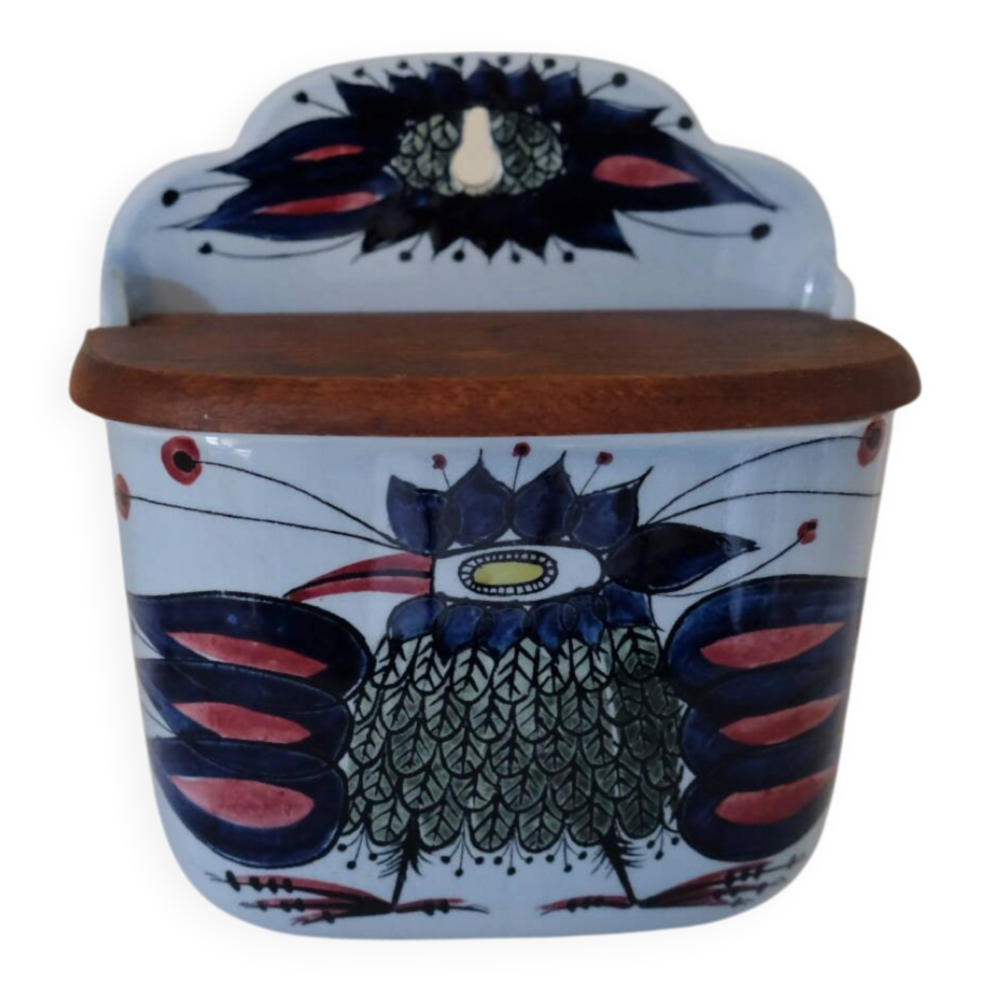 Royal Copenhagen Aluminia Tenera – wall-mounted salt pot "Crazy Bird" – Be