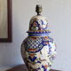 Earthenware lamp base "vieux rouen" from the Manufacture d'art Desvroise