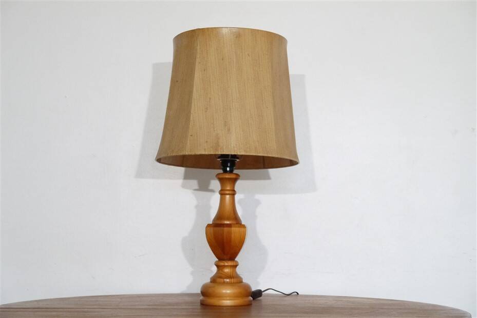 Large vintage wooden lamp 1970