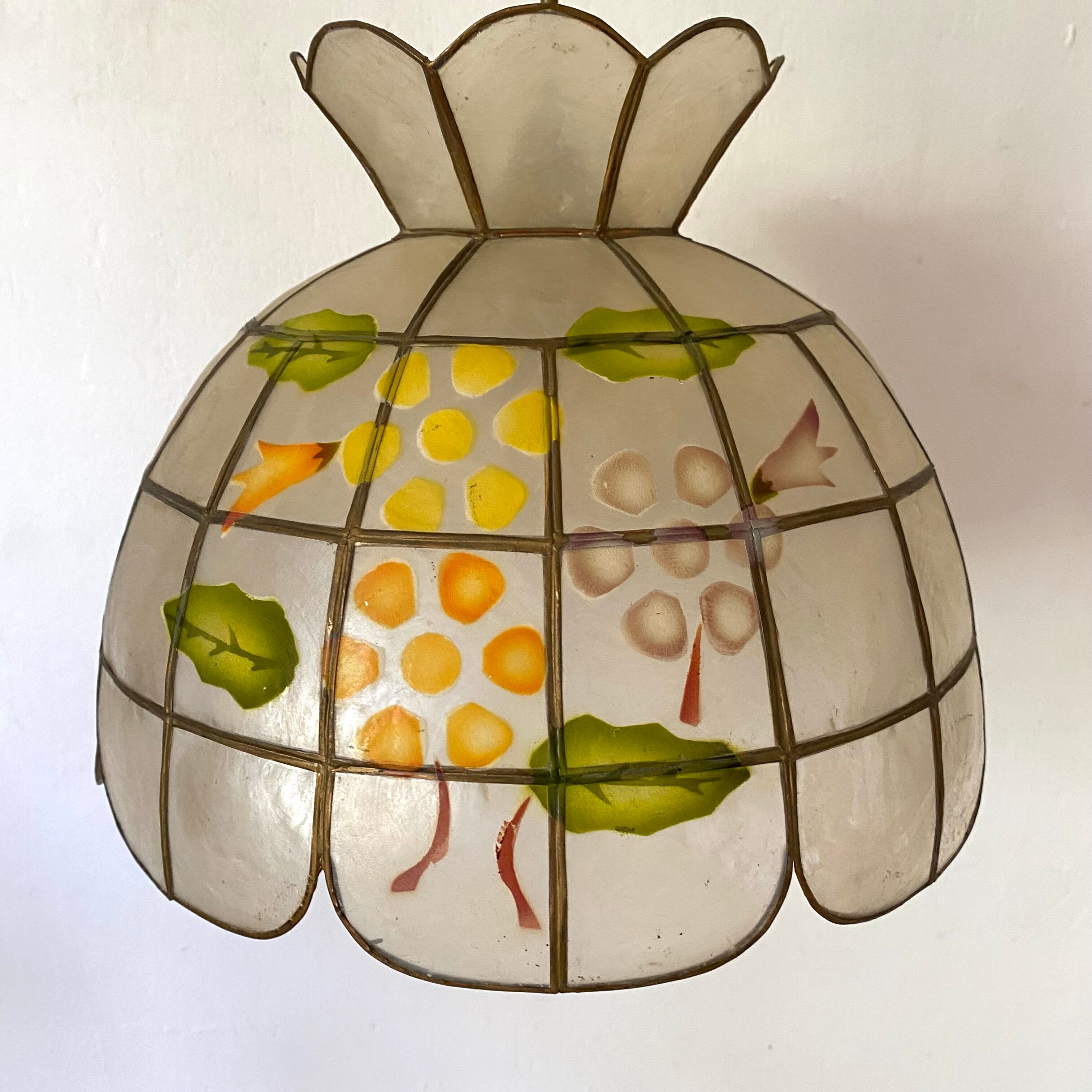 Mother-of-pearl and brass pendant light