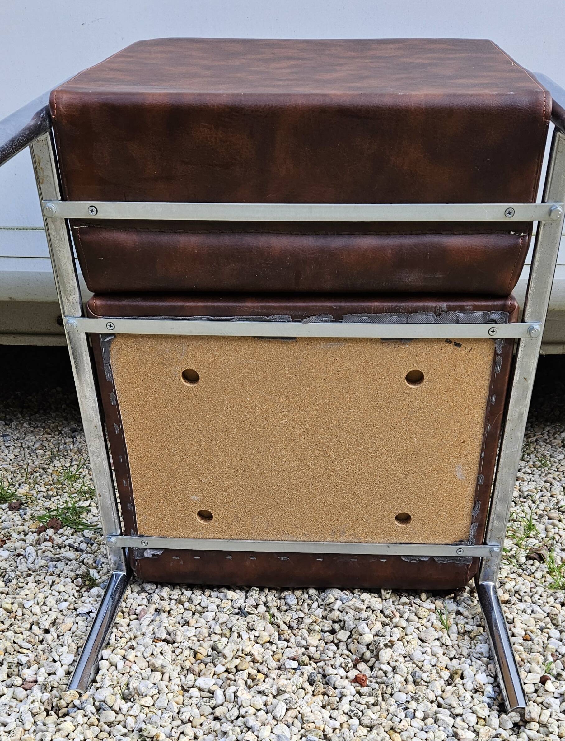 Vintage armchair in brown Skai