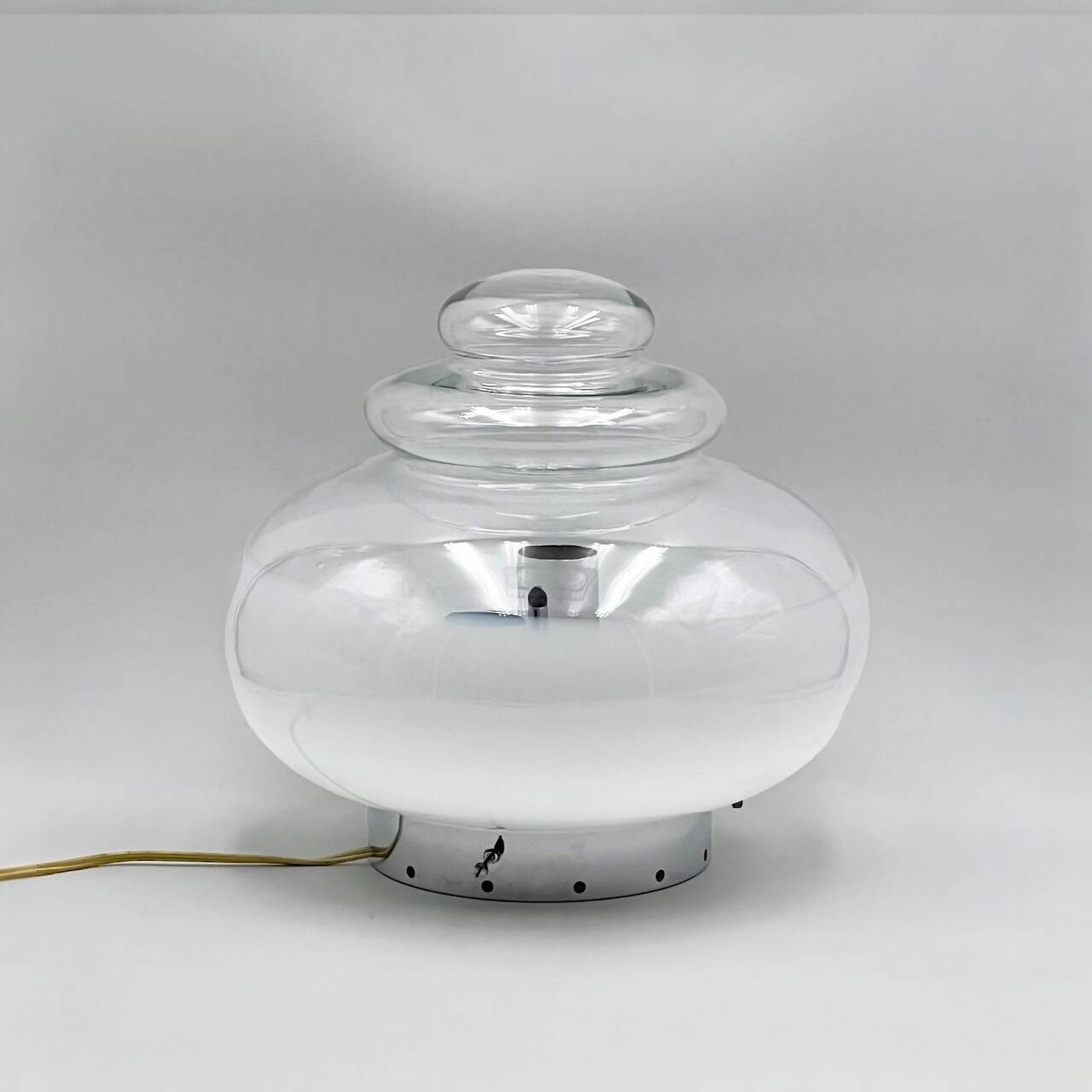 Large space age ufo table lamp in chrome metal, 1960s