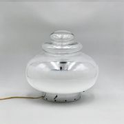 Large space age ufo table lamp in chrome metal, 1960s