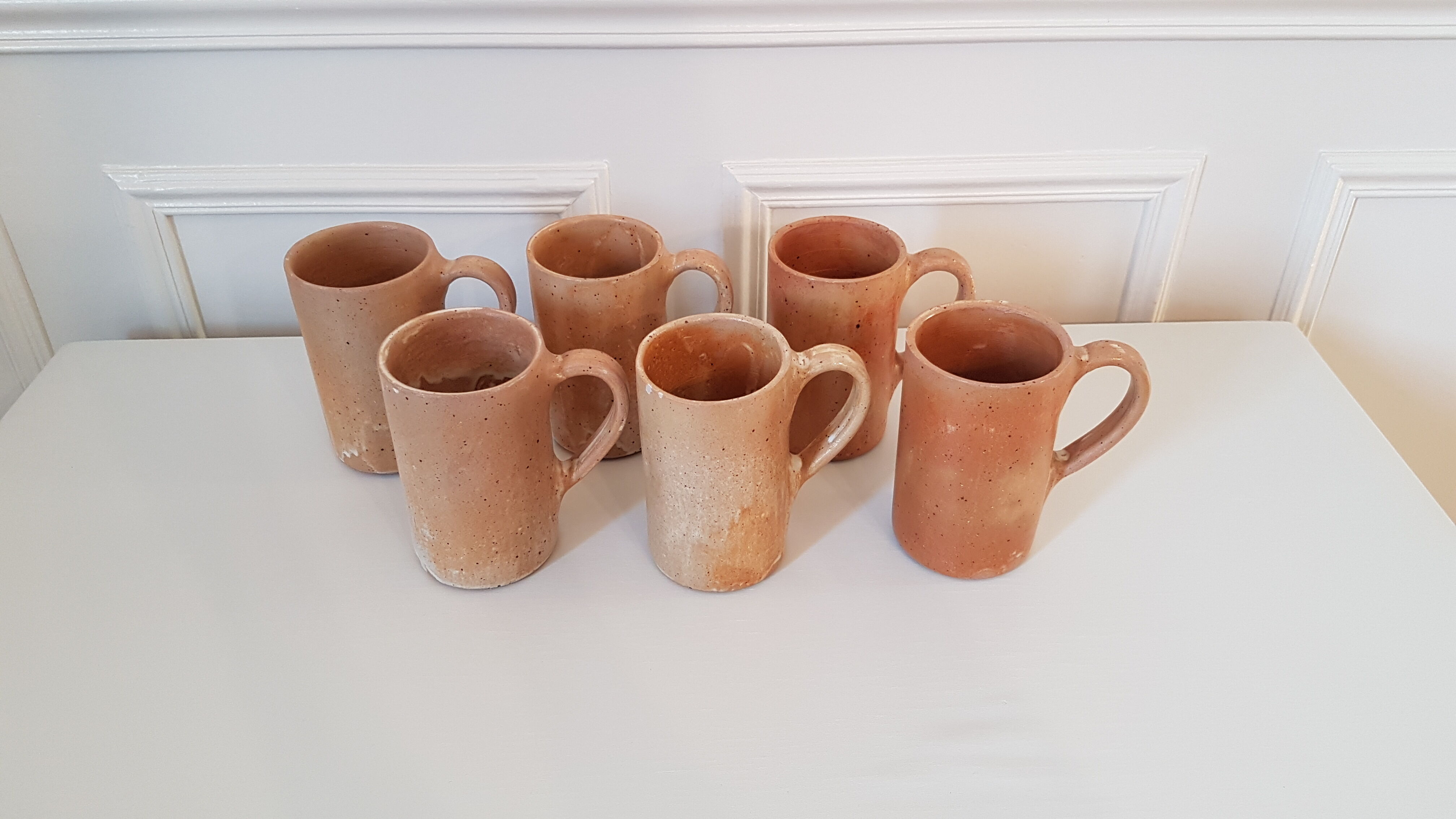 Set of 6 large sandstone mugs
