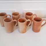 Set of 6 large sandstone mugs