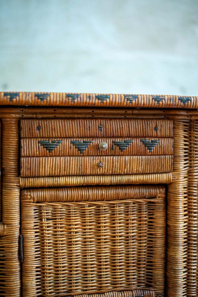 Small woven bamboo buffet, 1960s