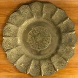 Oriental tea tray in copper or brass richly decorated 20th century