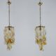 Pair of vintage Torciglione Murano glass chandelier by Mazzega. Italy 1970s