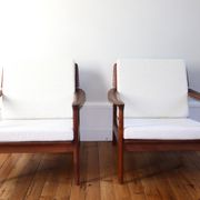 Pair of vintage Scandinavian teak armchairs from the 1960s.