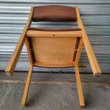 set of 6 Scandinavian style chairs in solid wood and vintage velvet