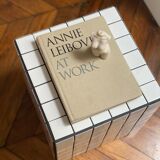 Checkerboard cube bedside table tiled white retro black tile