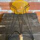 Antique Tripod Side Table Black Metal & Yellow Glass Bowl Years
