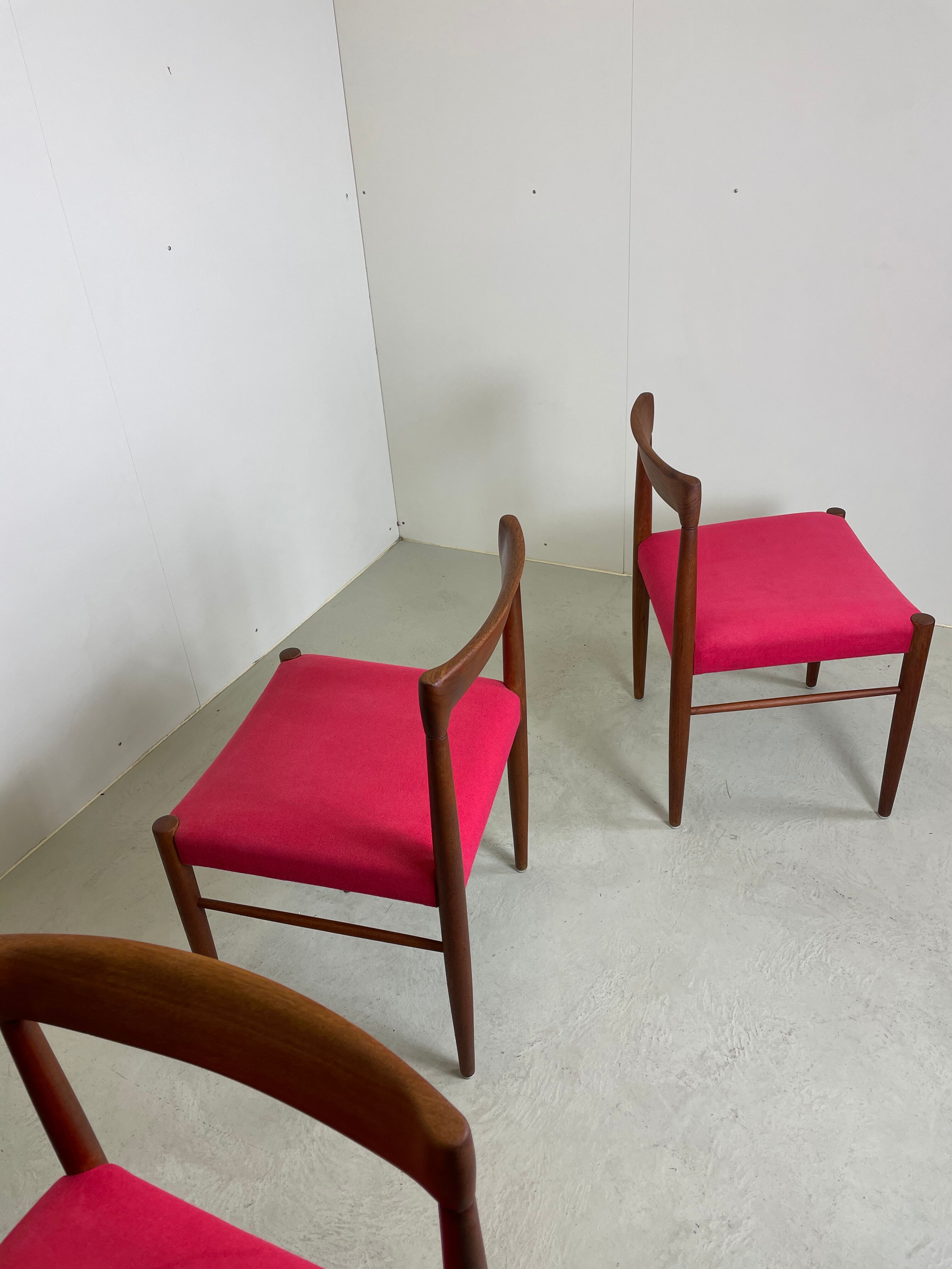 3 teak dining chairs by H. W. Klein for Bramin, 1960s