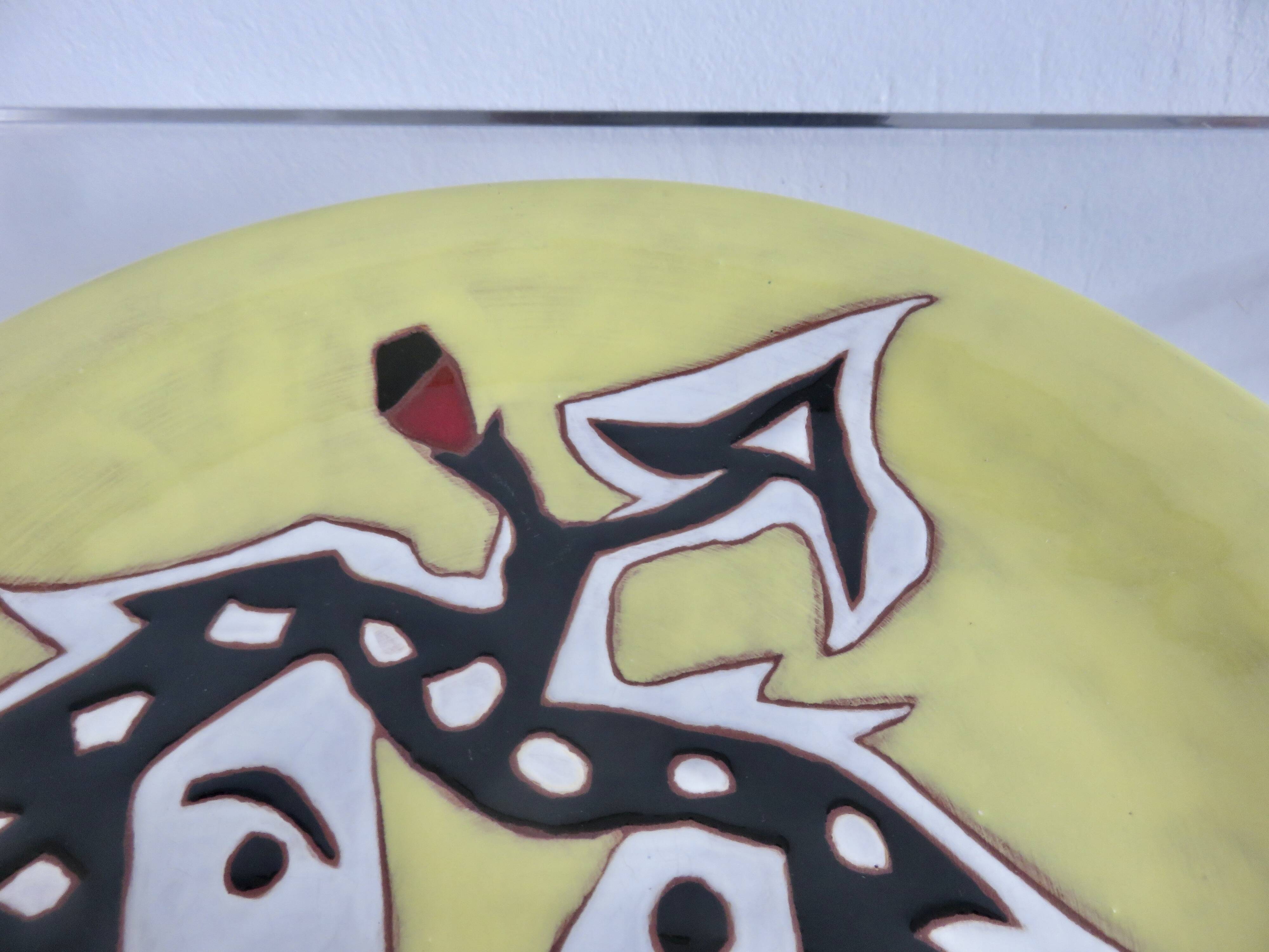 Jean Lurçat 2 enamelled ceramic plates, signed, Sant Vicens edition