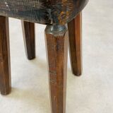 Brutalist chalet-style stool in solid wood