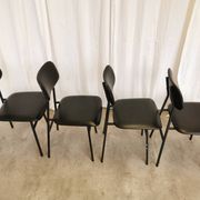 SET of 4 Vintage School Chairs /Black Leather / STOL Kamnik 80s Yugoslavia
