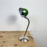 Lampe de table de banquier vintage en émail vert, années 1950